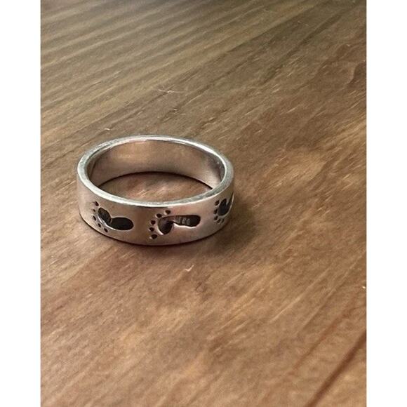 Vintage Sterling Silver Stamped 925 Footprints in the Sand Toe Ring Size 6.25 - Picture 3 of 7